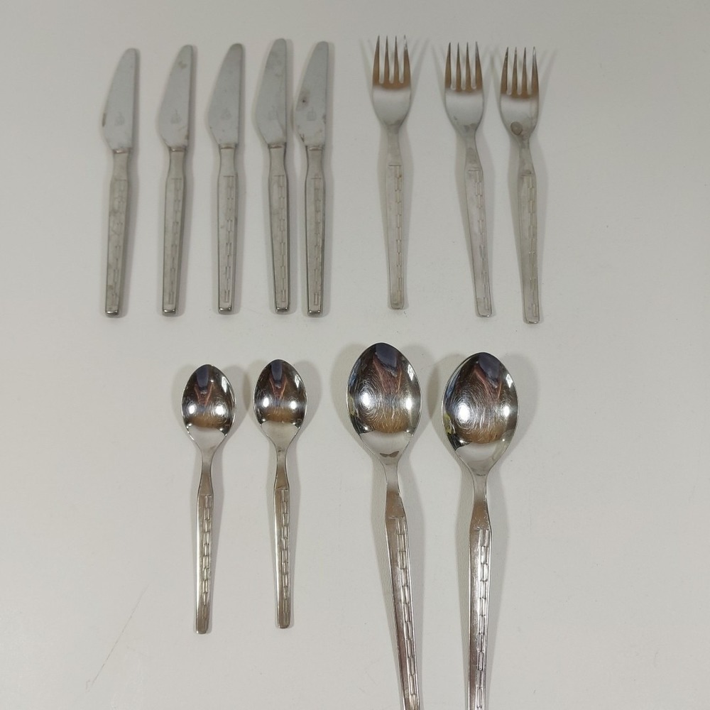 MCM 1960s Chromolit Solingen Flatware 12 Pieces Germany 18/8‎ Stainless Steel